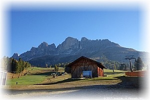 Rotwand und Maseré im Rosengarten, von der Talstation aus gesehen.